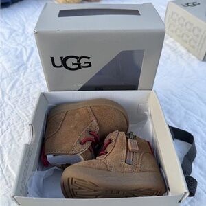 UGG Baby Tan Boots with Red Laces New in box